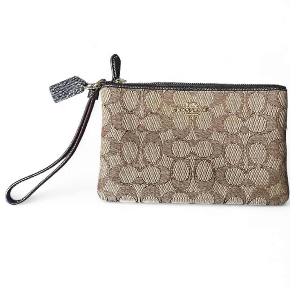 Coach Beige Signature Wristlet